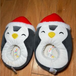 Squishmallows Penguin Slippers - Red, Gray, White